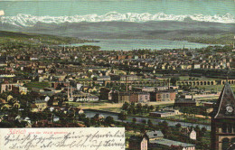 ZURICH, ARCHITECTURE, MOUNTAIN, TOWER WITH CLOCK, PANORAMA, SWITZERLAND, POSTCARD - Zürich