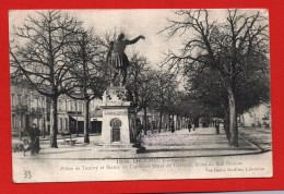 (RECTO / VERSO) LIBOURNE EN 1915 - ALLEES DE TOURNY ET STATUE DU CAPITAINE OSCAR DE GEREAUX - CACHET HOPITAL - CPA - Libourne