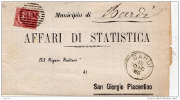 1885  LETTERA CON ANNULLO BARDI PARMA - Marcophilie