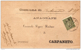 1892  LETTERA CON ANNULLO PONTENURE PIACENZA - Marcofilía