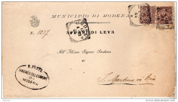 1909  LETTERA CON ANNULLO  MODENA - Marcofilía