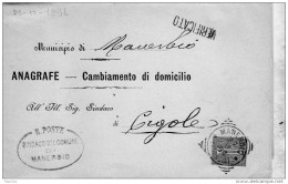 1894  LETTERA CON ANNULLO  MANERBIO BRESCIA - Marcofilía