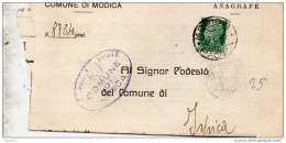 1940  LETTERA CON ANNULLO MODICA RAGUSA - Marcophilia