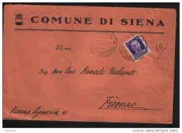 1939  LETTERA CON ANNULLO  SIENA - Poststempel