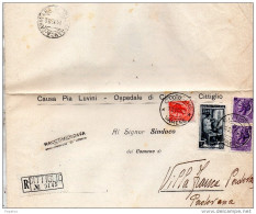 1953 LETTERA     RACCOMANDATA CON ANNULLO CITTIGLIO VARESE - 1946-60: Marcofilia