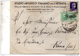 1940   LETTERA ESPRESSO CON ANNULLO  MILANO   STUDIO ARTISTICO DELLA VETRATA - Marcophilia