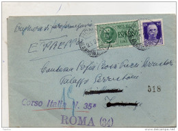 1942   LETTERA ESPRESSO CON ANNULLO ROMA - ALBERGO PALAZZO AMBASCIATORI - Marcophilie