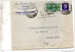 1935  LETTERA  ESPRESSO CON ANNULLO PAVIA  + AMBULANTE GENOVA - CHIASSO - Poststempel