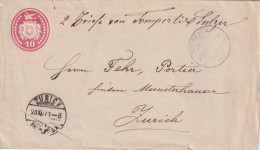 Tübli Brief 9  Wädenschweil - Zürich      1871 - Postwaardestukken