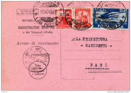 1948  CARTOLINA CON ANNULLO BARI VIA PICCINI - 1946-60: Storia Postale