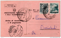 1962 RICEVUTA DI RITORNO - 1961-70: Storia Postale