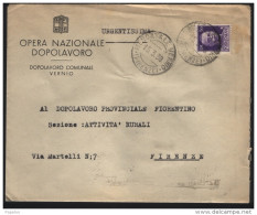 1938      LETTERA CON ANNULLO  VERNIO FIRENZE - Marcofilie