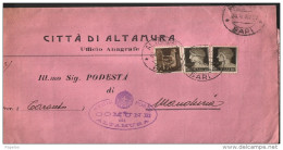 1937  LETTERA CON ANNULLO  ALTAMURA BARI - Marcofilía