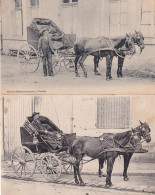 2 Cartes Attelage Voyageur De Commerce Circulée De La Bazoche Gouët (28 Eure Et Loir) Et éditeur à Neuville Au Bois (45) - Bonneval