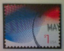 United States, Scott #4953, Used(o), 2015, Patriotic Waves, $1.00, Red And Blue - Usados