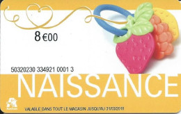 Carte Cadeau - Auchan Naissance 8 €   - VOIR DESCRIPTION Avant Enchères -  GIFT CARD /GESCHENKKARTE - Gift Cards