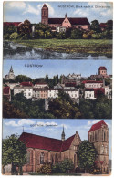 Postkarte Güstrow -Dom Mit Stadt, Farbig, 1915 Kriegsgefangenpost, Orig. Gelaufen Nach Lancey/France II - Güstrow