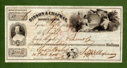 USA Check Sisson & Chapman Banking Office 1852 Lyons, New York - Autres & Non Classés