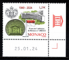 MONACO 2024 - 75 ANS DE L'ADHÉSION DE MONACO À L'UNESCO - NEUF ** - Unused Stamps