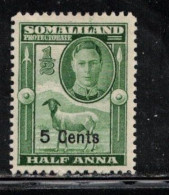 SOMALILAND PROTETORATE Scott # 116 MH - KGVI & Sheep With Surcharge - Somaliland (Protectorat ...-1959)