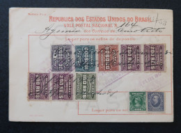 Brèsil Brasil Mandat Vale Postal 1917 Ouro Preto Minas Gerais Timbre Fiscal Deposito Brazil Money Order Revenue Stamp - Lettres & Documents