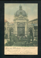 "GRUSS AUS WIESBADEN" 1900, Fruhe Color-AK "Kochbrunnen Und Trinkhalle" (R1255) - Wiesbaden