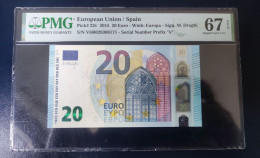 SPAIN - 20 EURO - VH -  V003 B1  - VH00293088171 - PMG 67 EPQ - DRAGHI - ESPAÑA - SIN CIRCULAR - 20 Euro