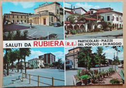 CARTOLINA  ITALIA REGGIO EMILIA RUBIERA VEDUTINE PIAZZE DEL POPOLO E 24 MAGGIO  Italy Postcard ITALIEN Ansichtskarten - Reggio Emilia