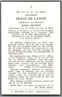 Bidprentje Turnhout - De Langh Frans (1881-1959) - Imágenes Religiosas