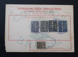 Brèsil Brasil Mandat Vale Postal 1924 Goiás Goyaz Timbre Fiscal Deposito Brazil Money Order Revenue Stamp - Lettres & Documents