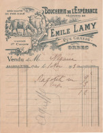 14-E.Lamy...Boucherie De L'Espérance..Spécialité De Prè-Salé..Orbec...(Calvados)....1930 - Alimentos