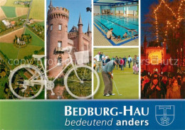 73258052 Bedburg-Hau Fliegeraufnahme Schloss Hallenbad Golf Bedburg-Hau - Autres & Non Classés