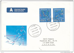 Cover Multiple Stamps - 28 February 1994 Paide To Latvia - Estland