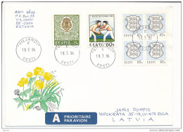 Cover Multiple Stamps - 19 July 1994 Viljandi To Latvia - Estland