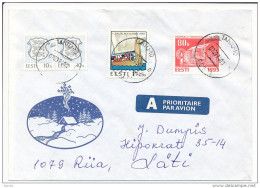 Cover Multiple Stamps - 7 March 1994 Tartu-10 To Latvia - Estland