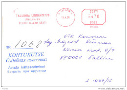 Slogan Meter Cover / 300015 / Kohtukutse, Precept, Court Order - 11 April 1995 Tallinn - Estonie