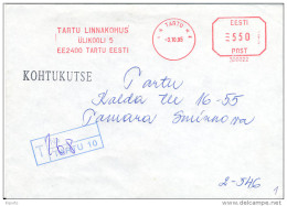 Registered Slogan Meter Cover / 300022 / Kohtukutse, Postal Label - 3 October 1995 Tartu - Estonie