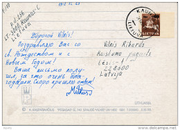 Mi 480 Solo Postcard Abroad / Vytis Imperforated - 27 December 1991 Kaunas 36 - Litouwen