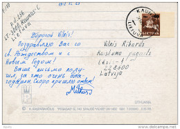 Mi 480 Solo Postcard Abroad / Vytis Imperforated - 27 December 1991 Kaunas 36 - Litauen