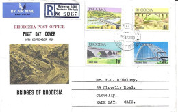 Rhodesia Circulated Registered FDC Bridges Set 1969 (stamps Alone 12 Euros) - Rhodesië (1964-1980)