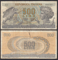 Italien - Italy 500 Lire Banknote 1967 Pick 93a F (4)    (32645 - Andere & Zonder Classificatie