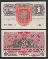 Österreich - Austria 1 Krone 1916 (1919) Pick 49 XF (2)     (32620 - Oostenrijk