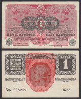 Österreich - Austria 1 Krone 1916 (1919) Pick 49 VF (3)     (32634 - Austria