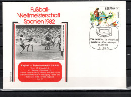 Spain 1982 Football Soccer World Cup Commemorative Cover Match England - Czechoslovakia 2:0 - 1982 – Spain