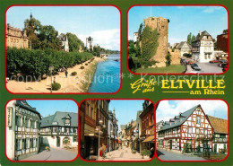 73256528 Eltville Rhein Rheinpromenade Altstadt Ruine Fachwerkhaeuser Fussgaenge - Eltville