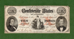 USA Note Civil War Confederate Note  $10 Richmond 1861 EXTREMELY RARE ! N.79006 - Divisa Confederada (1861-1864)