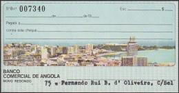 Angola, Portugal, Cheque - Banco Comercial De Angola, Novo Redondo -|- Província De Angola. Selo Do Cheque $90 - Chèques & Chèques De Voyage