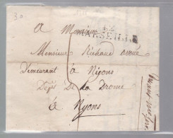 Lettre Dite Précurseurs  Sur Lettre   Marseille  1817 Destination Nyons  Drôme - 1801-1848: Precursors XIX