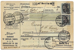 Berlin Paketkarte To Karis Finland October 1919 Via Stockholm - Cartas & Documentos