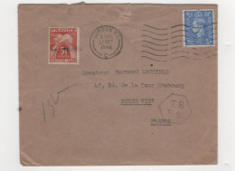 Enveloppe Avec Timbre 2 1/2 Roi Georges, 22 Octobre 1946 Et Timbre Taxe Français De 3 F - Postmark Collection